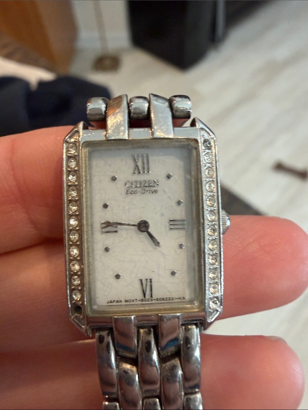 Citizen Women's Silver-tone Crystal Accent Rectangular Watch